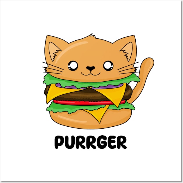 Purrger Kawaii Cat Burger | Cheeseburger Hamburger Wall Art by Side Quest Studios